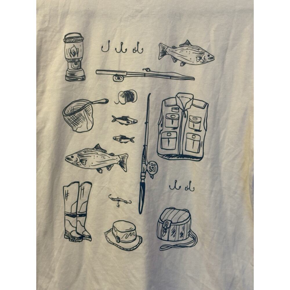 NWT Mens Goodfellow Graphic Fishing Short Sleeve Graphic T Shirt Ivory Sz S NEW - Picture 5 of 6